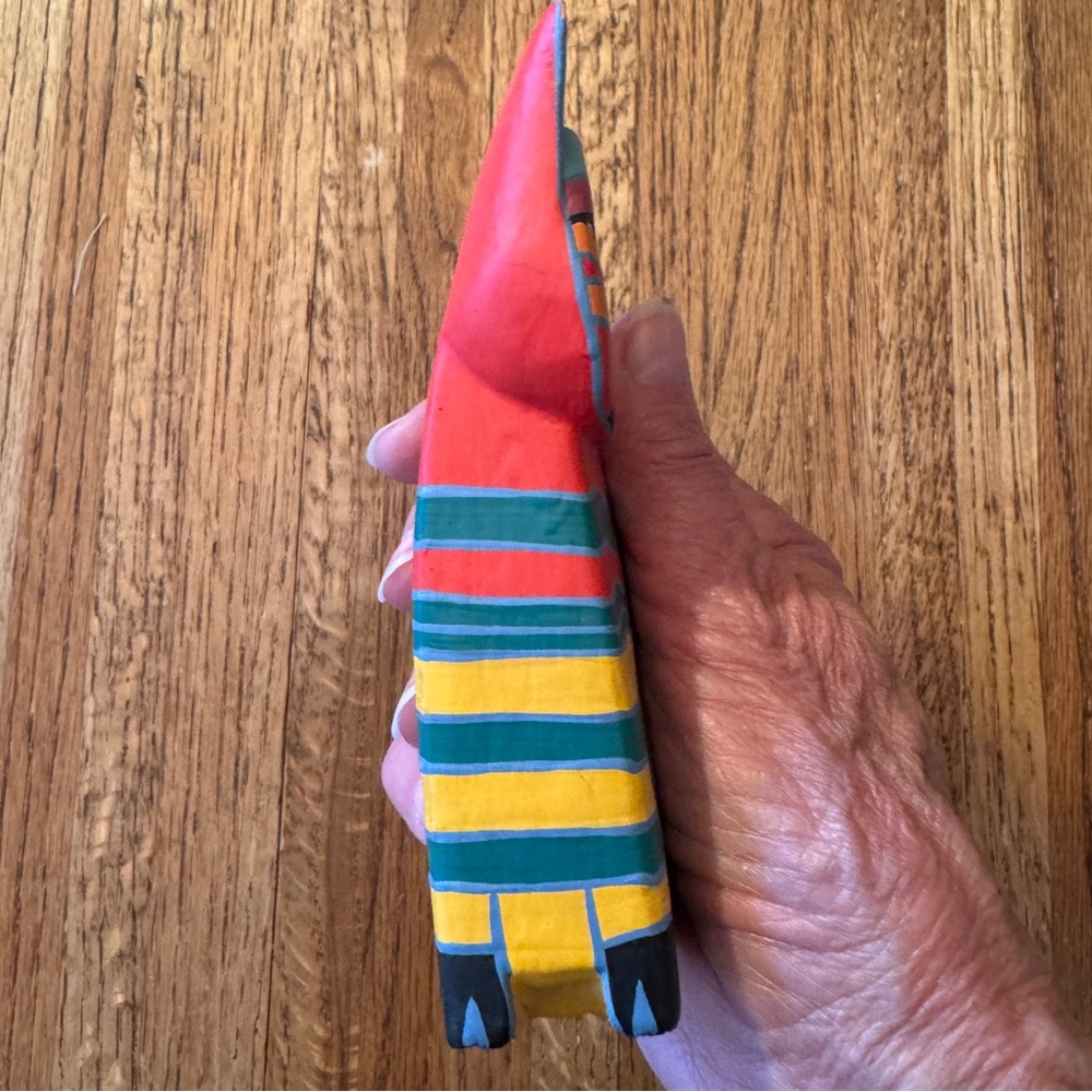 Laurel Burch-Style Hand Painted Wood Cat 5” tall Kitten Decor - Picture 5 of 9